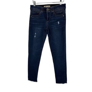 Democracy Ab Technology Skinny Denim Jeans Raw Hem Distressed Dark Wash Womens 4